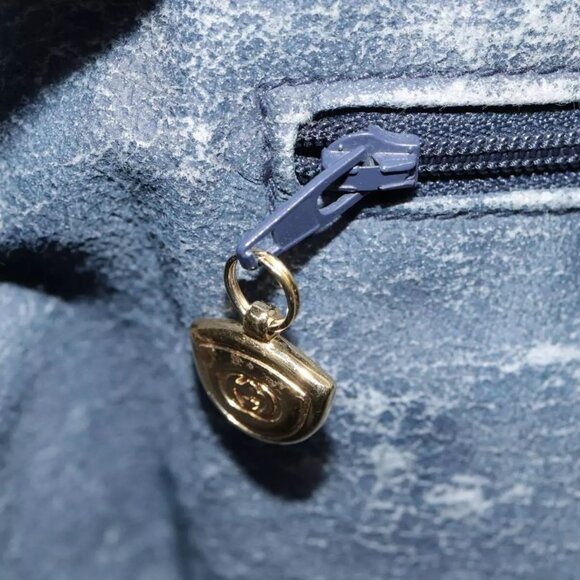 GUCCI Micro GG Supreme Hand Bag PVC Navy Gold 000 40 0207 Auth yk14683 - Picture 13 of 16